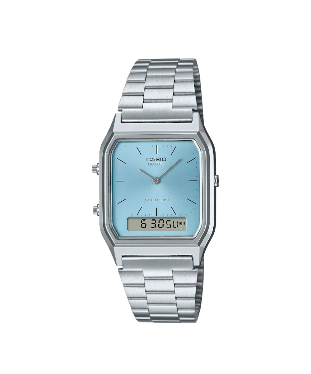 RELOJ CASIO VINTAGE AQ-230A-2A1MQYDF -PLATEADO