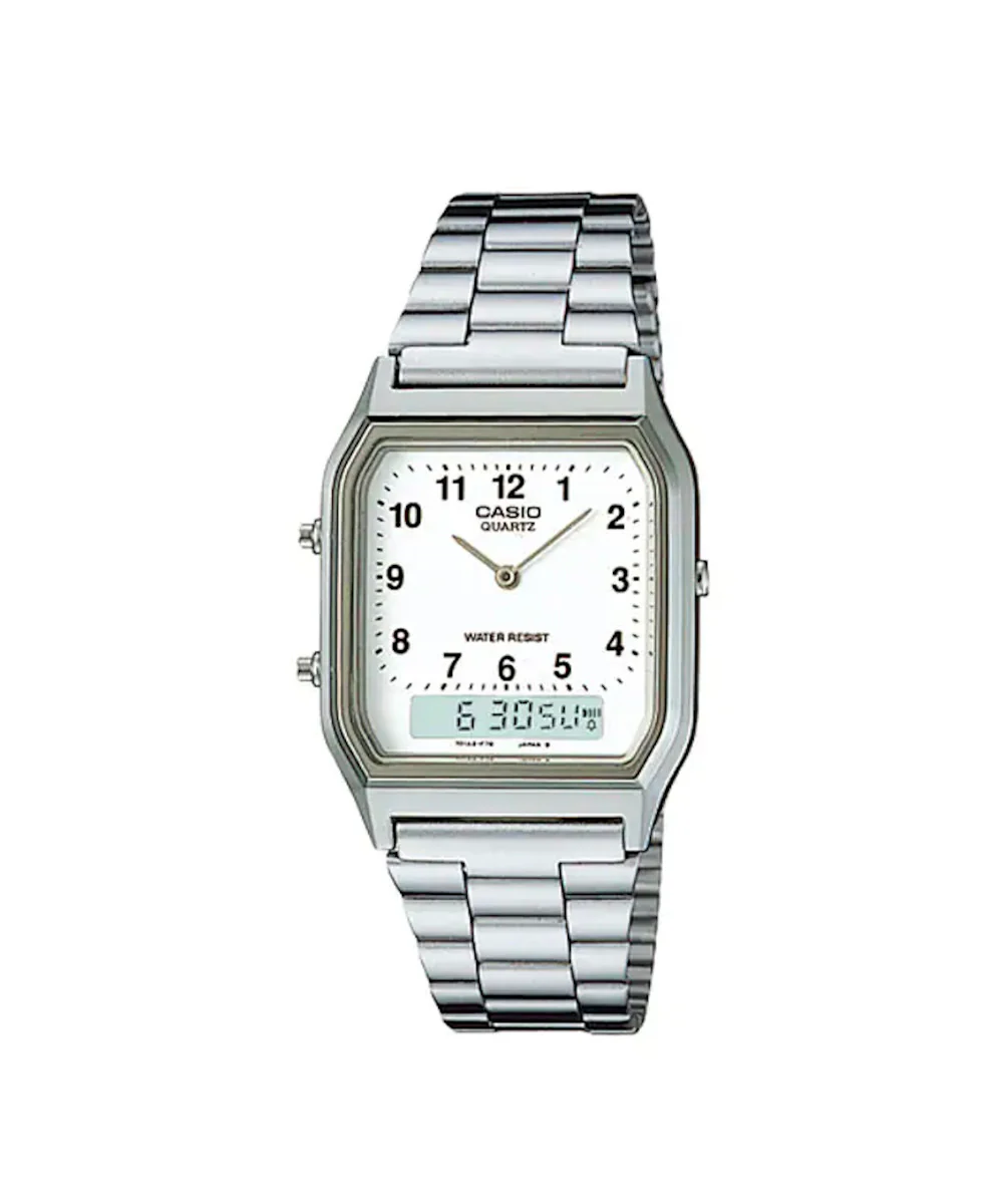RELOJ CASIO VINTAGE AQ-230A-7BMQ -PLATEADO